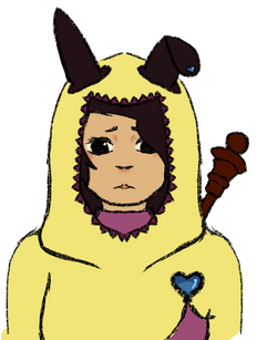 A rough front-facing sprite of an original character, Aurelia, intended to be used for in-game dialogue boxes. November 2024.