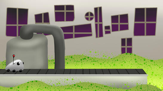 Concept art of a stage for a video game. March 2025.